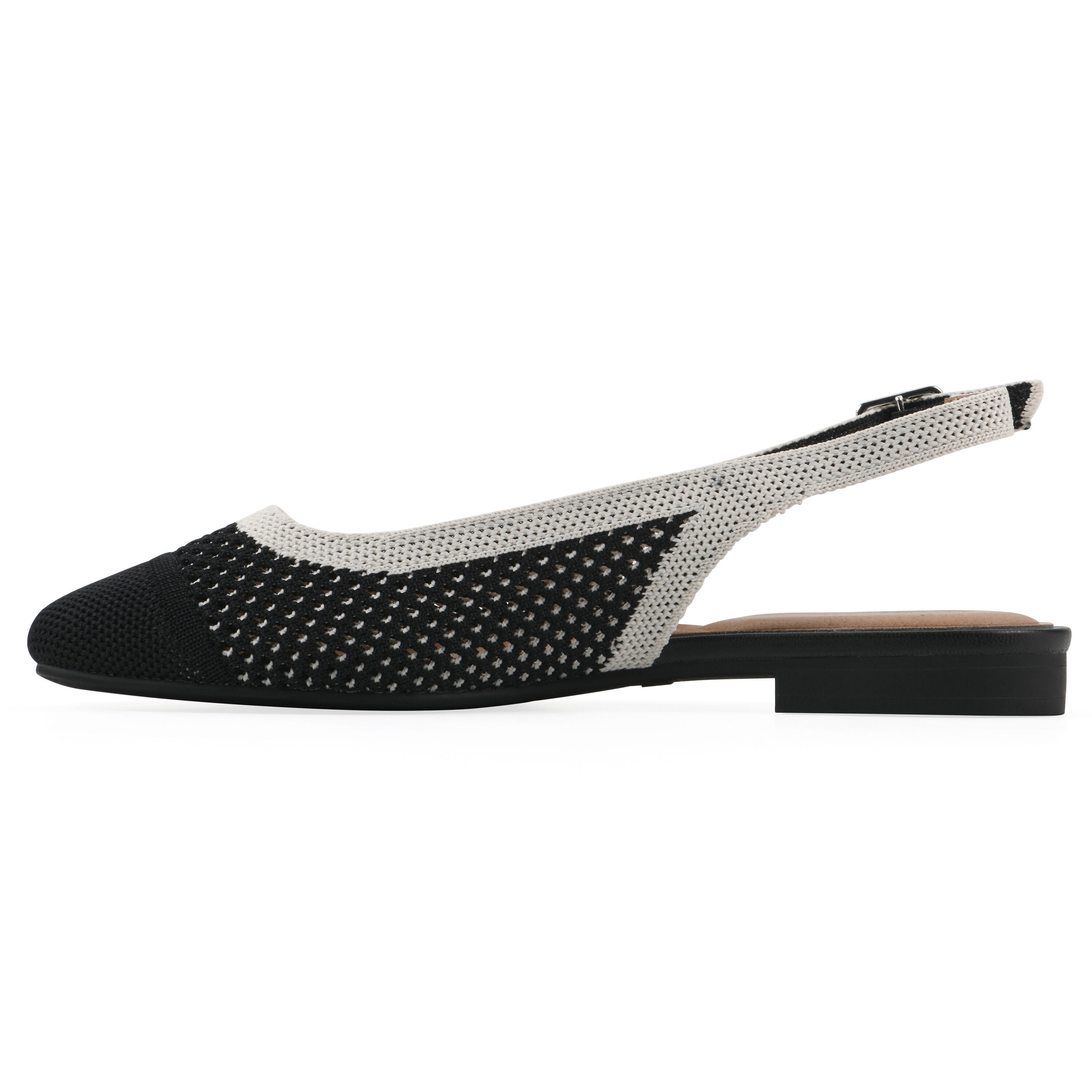 Bonie Sling Back Flat, BLACK CREAM MULTI, alternate image number 3