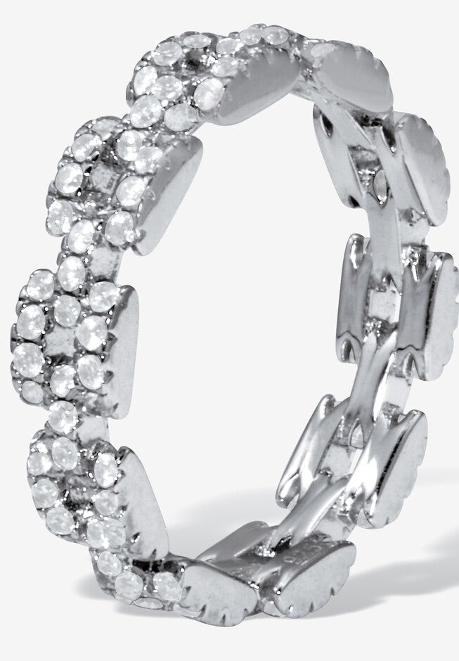 1.08 Tcw Round Cubic Zirconia Sterling Silver Eternity Link Ring, , on-hover image number 1