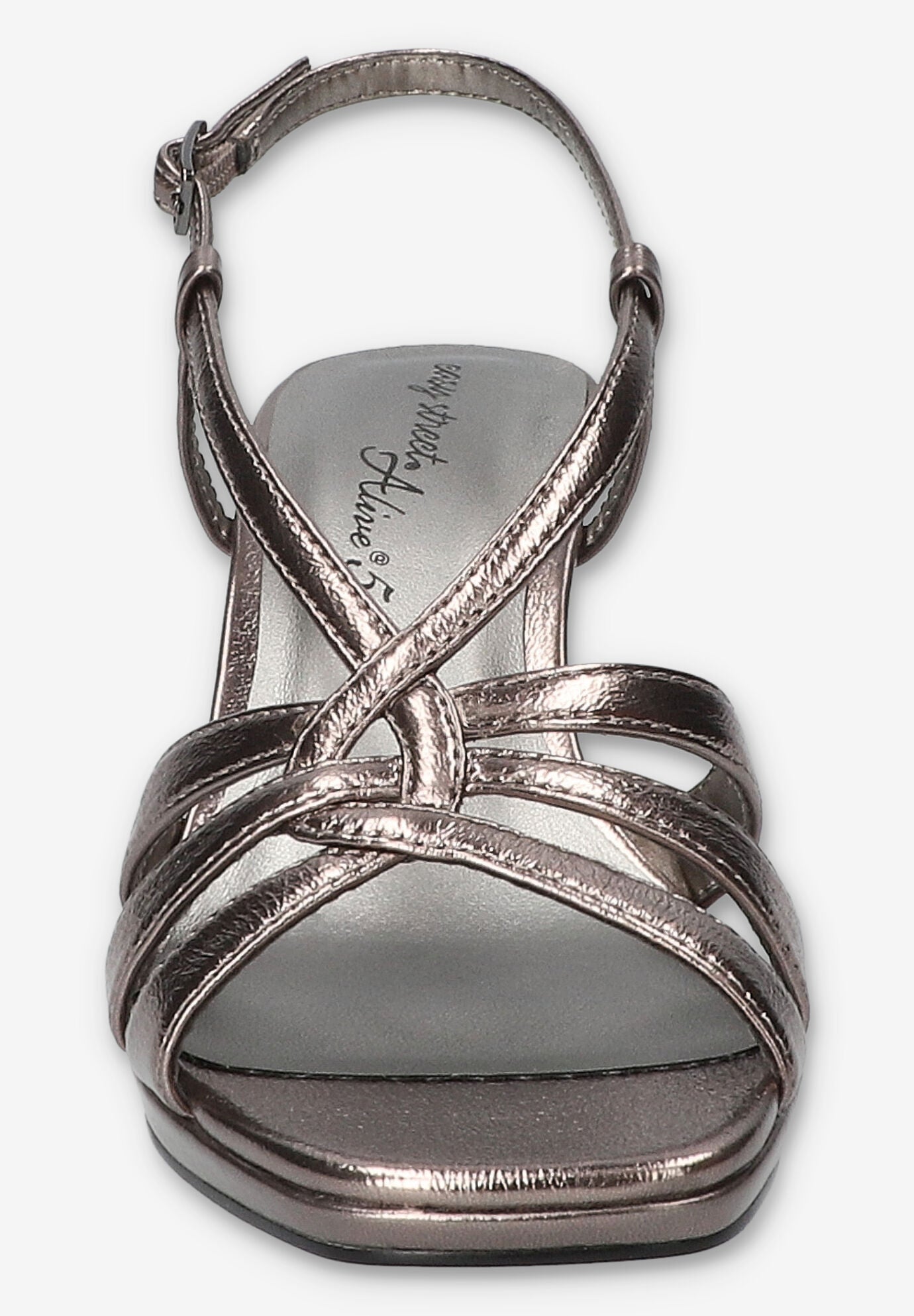 Valorie Sqaure Toe Platform Sandal, PEWTER CRINKLED, alternate image number 3