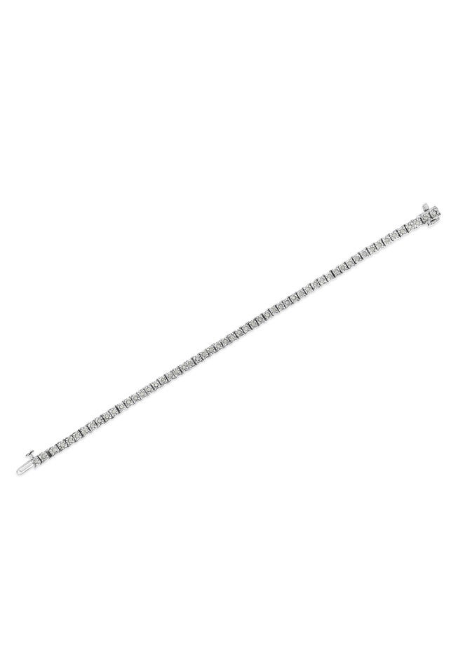 Sterling Silver Diamond Square Frame Miracleset Tennis Bracelet 8 inches, , alternate image number 4