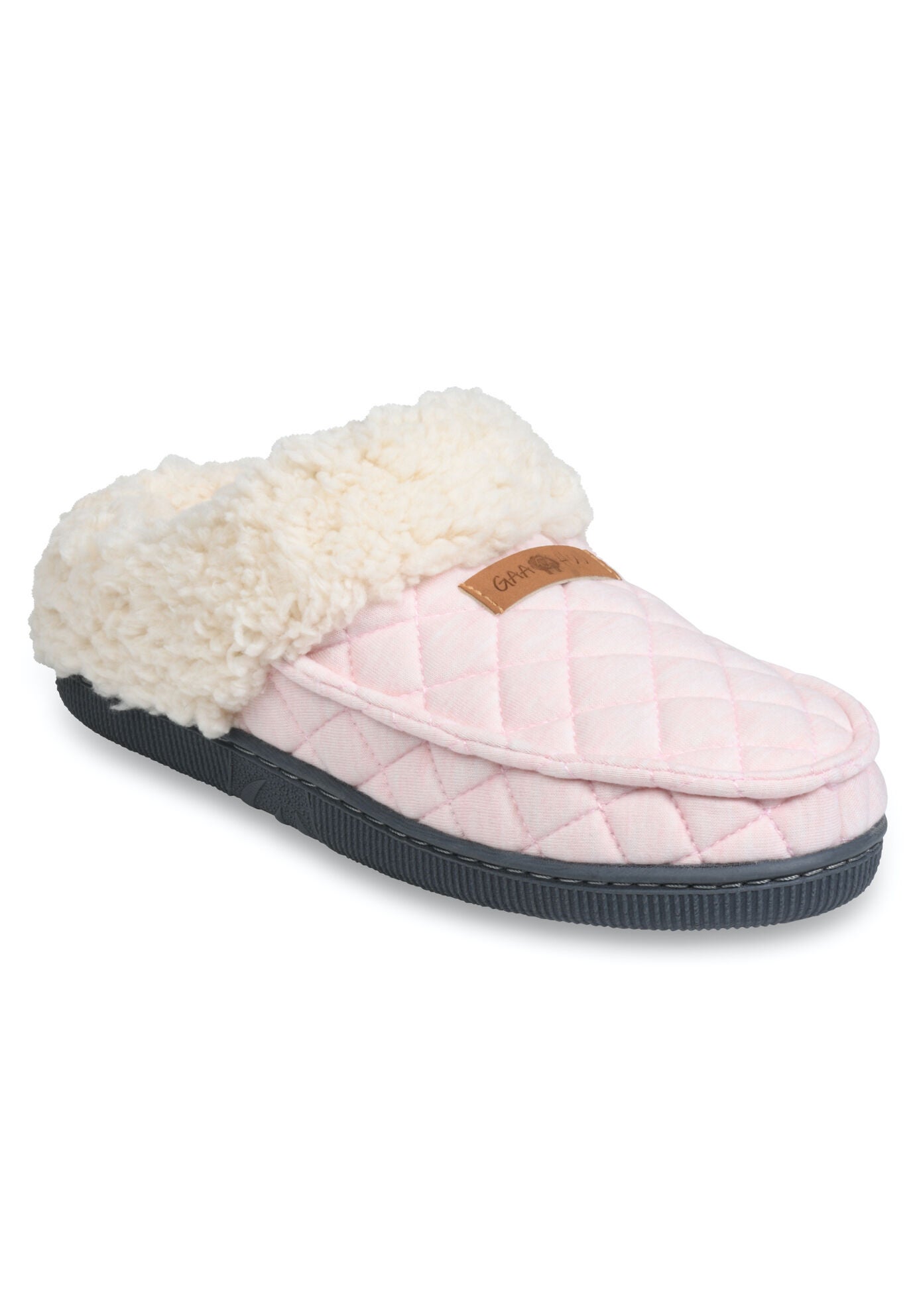 Quilted Jersey Mocassin Clog Slipper Slippers, PINK, hi-res image number 0