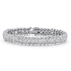 1 TCW Diamond Snake-Link Bracelet Platinum-Plated