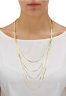 Goldtone Multi Strand Cobra Link Waterfall Necklace 30", , alternate image number null