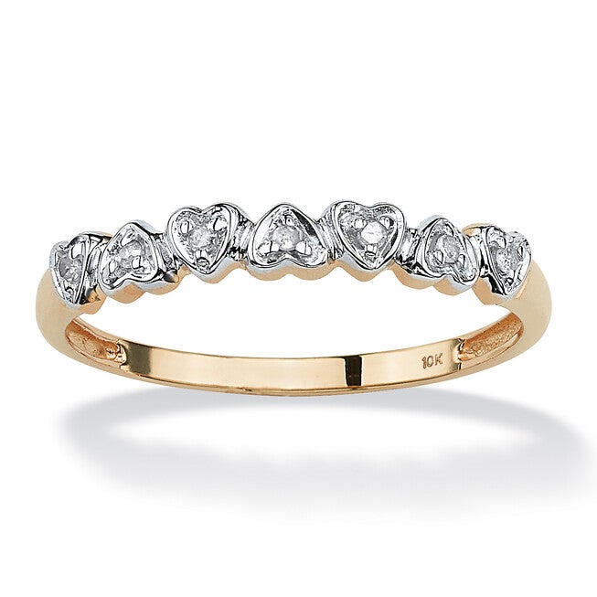 Diamond Accent Solid 10k Gold Multi-Heart Promise Band Ring, WHITE, hi-res image number null