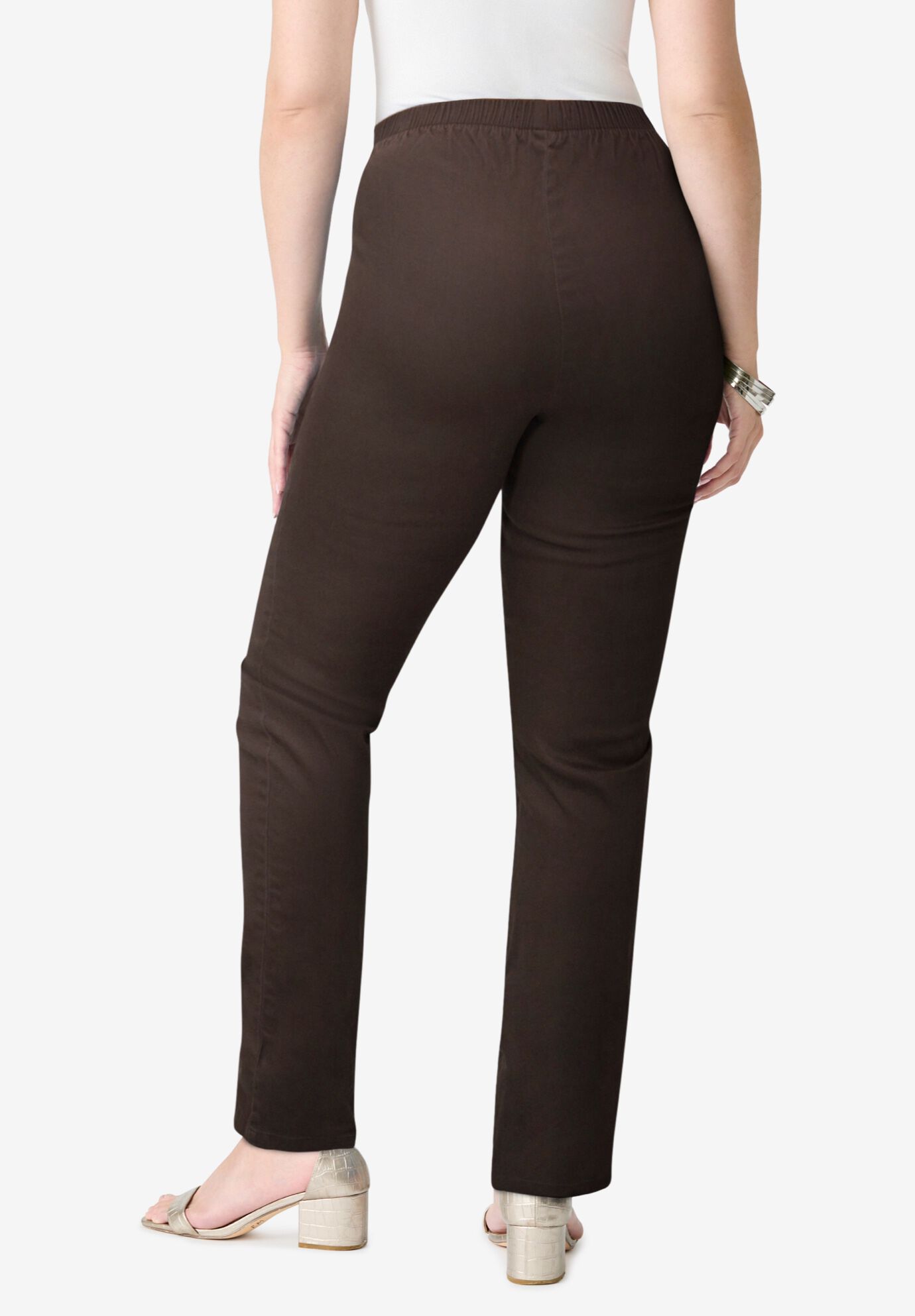 Plus Size Comfort Stretch Straight Leg Jean, CHOCOLATE, alternate image number 3