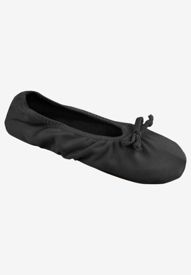 Stretch Satin Ballerina Slippers , BLACK, hi-res image number 0