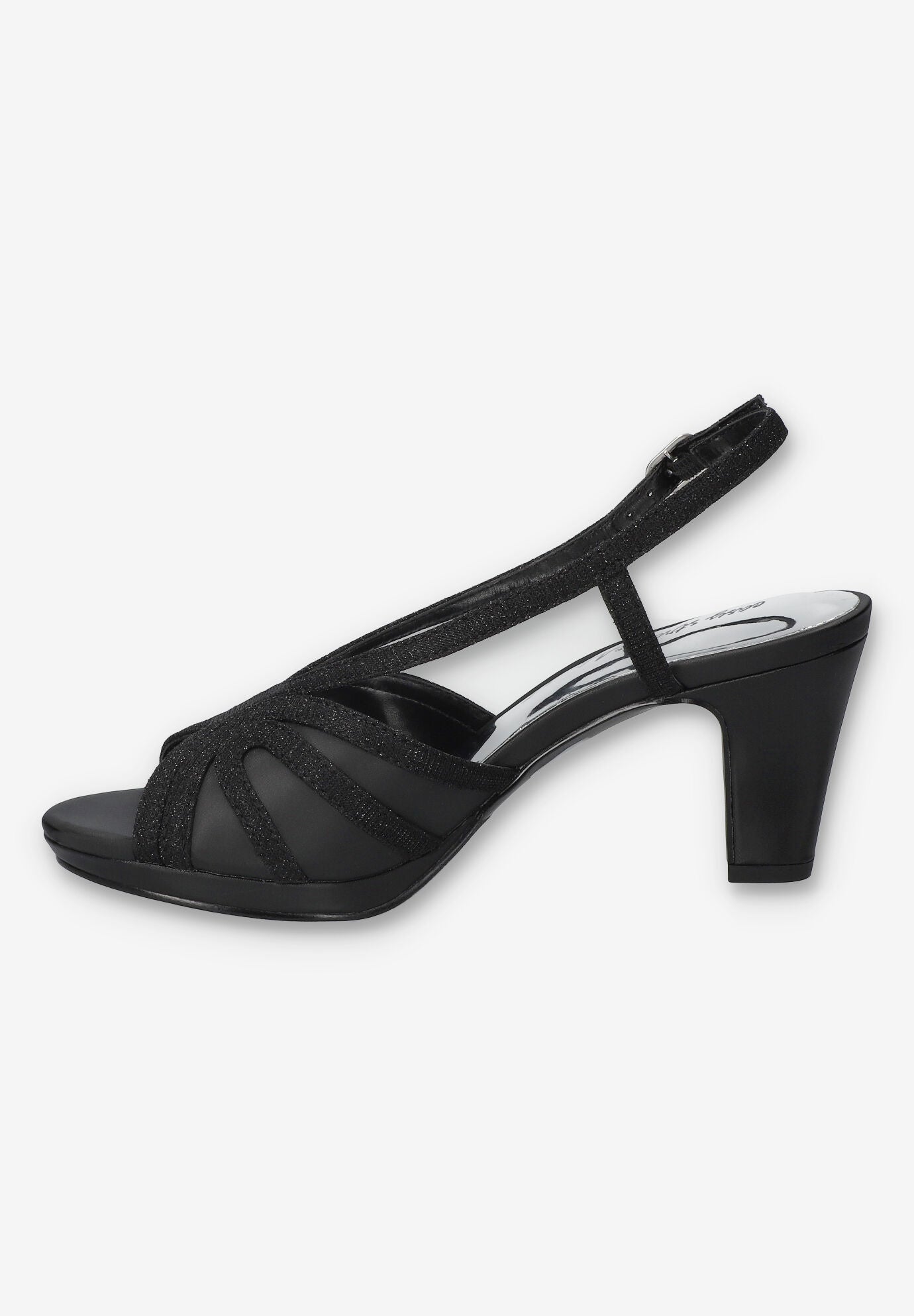 Starlight Heeled Sandals, BLACK SATIN, alternate image number 4