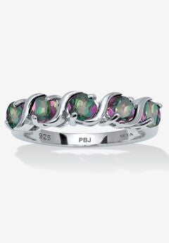 1.50 Tcw Round Cut Genuine Mystic Fire Topaz Sterling Silver Ring