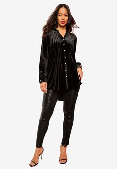 Pintuck Velour Tunic