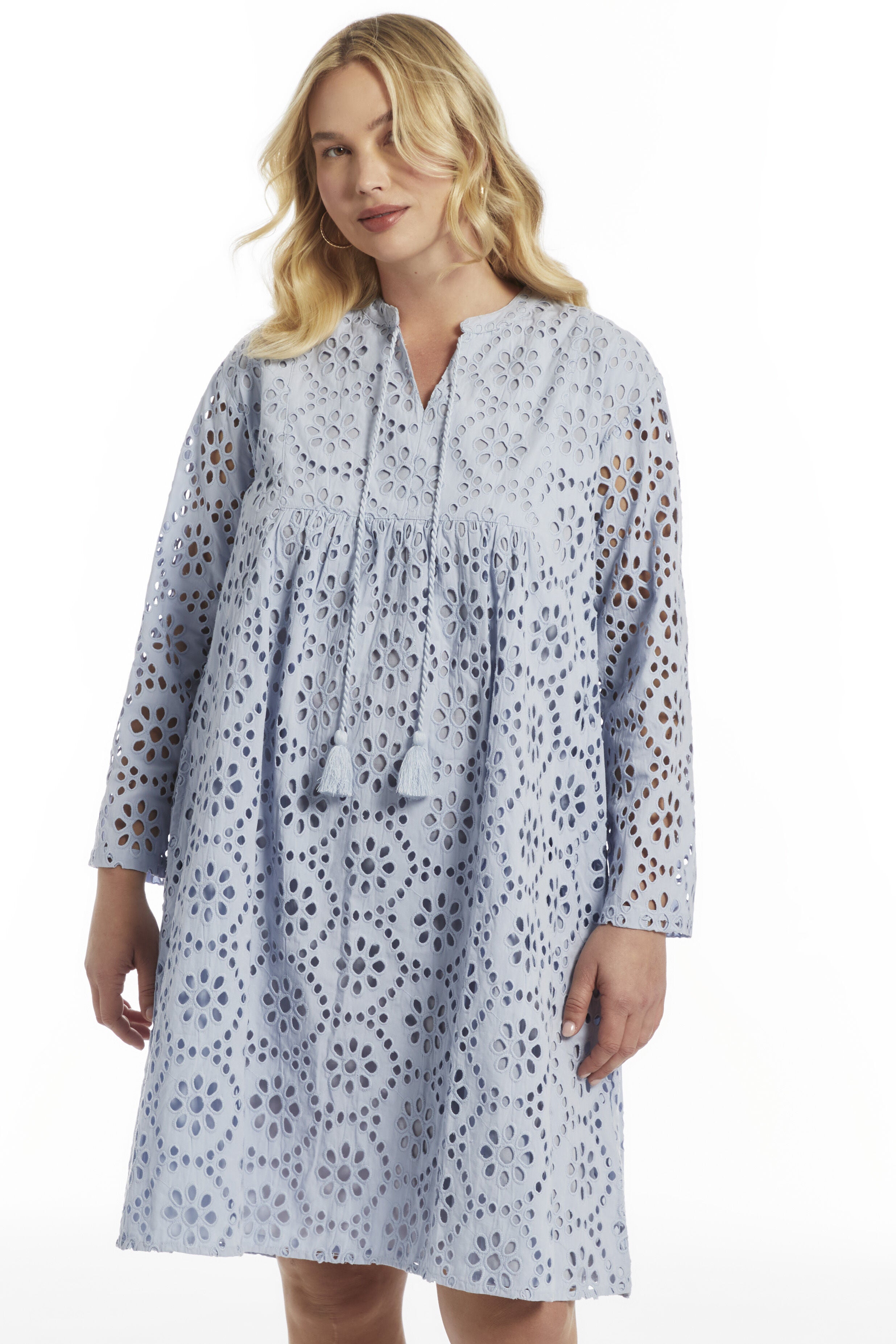 Eyelet Shirtdress, ZEN BLUE, on-hover image number 1