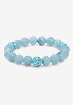 Simulated Birthstones Agate Stretch Bracelet 8"