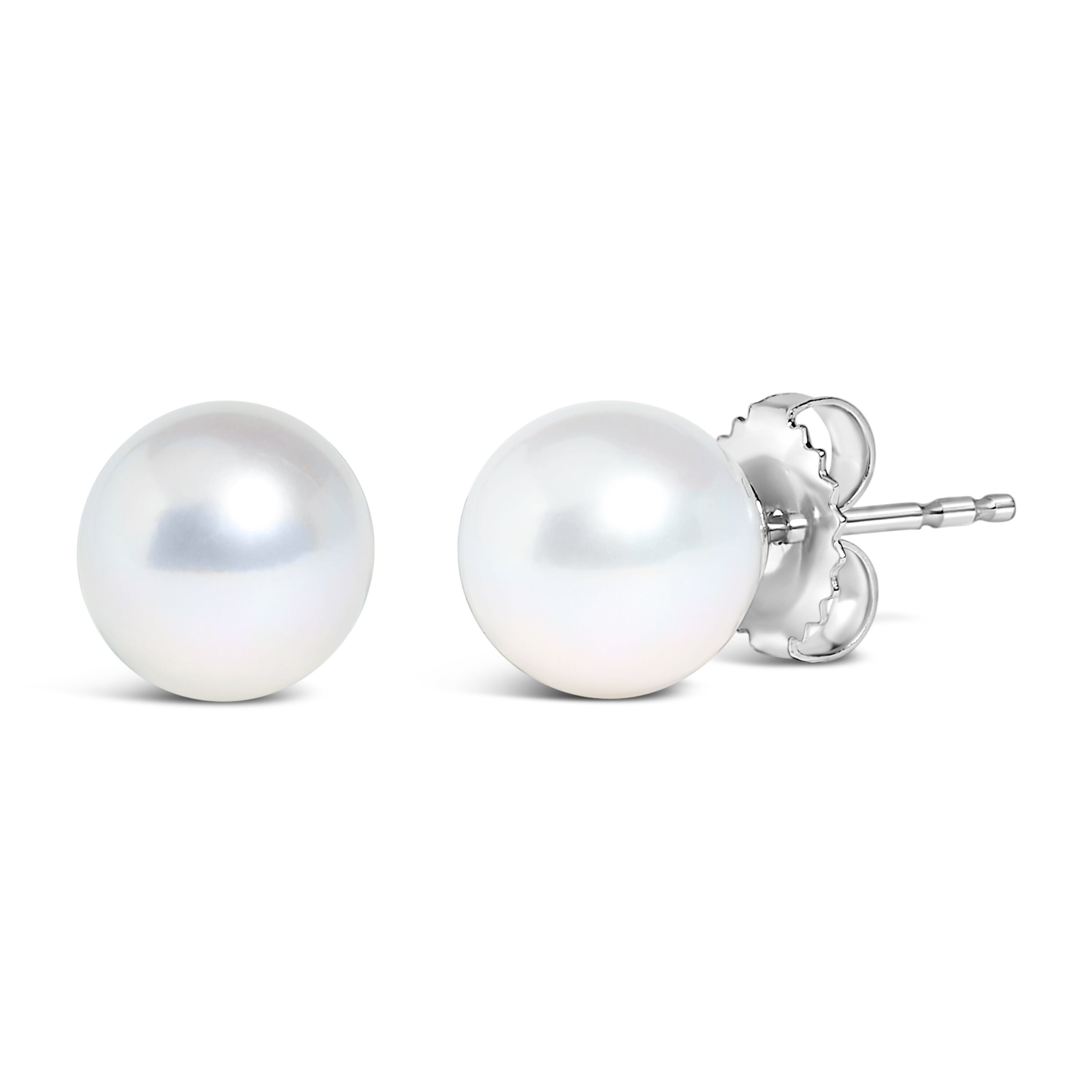 14K Gold Cultured Freshwater Pearl Solitaire Stud Earrings, WHITE, on-hover image number 1