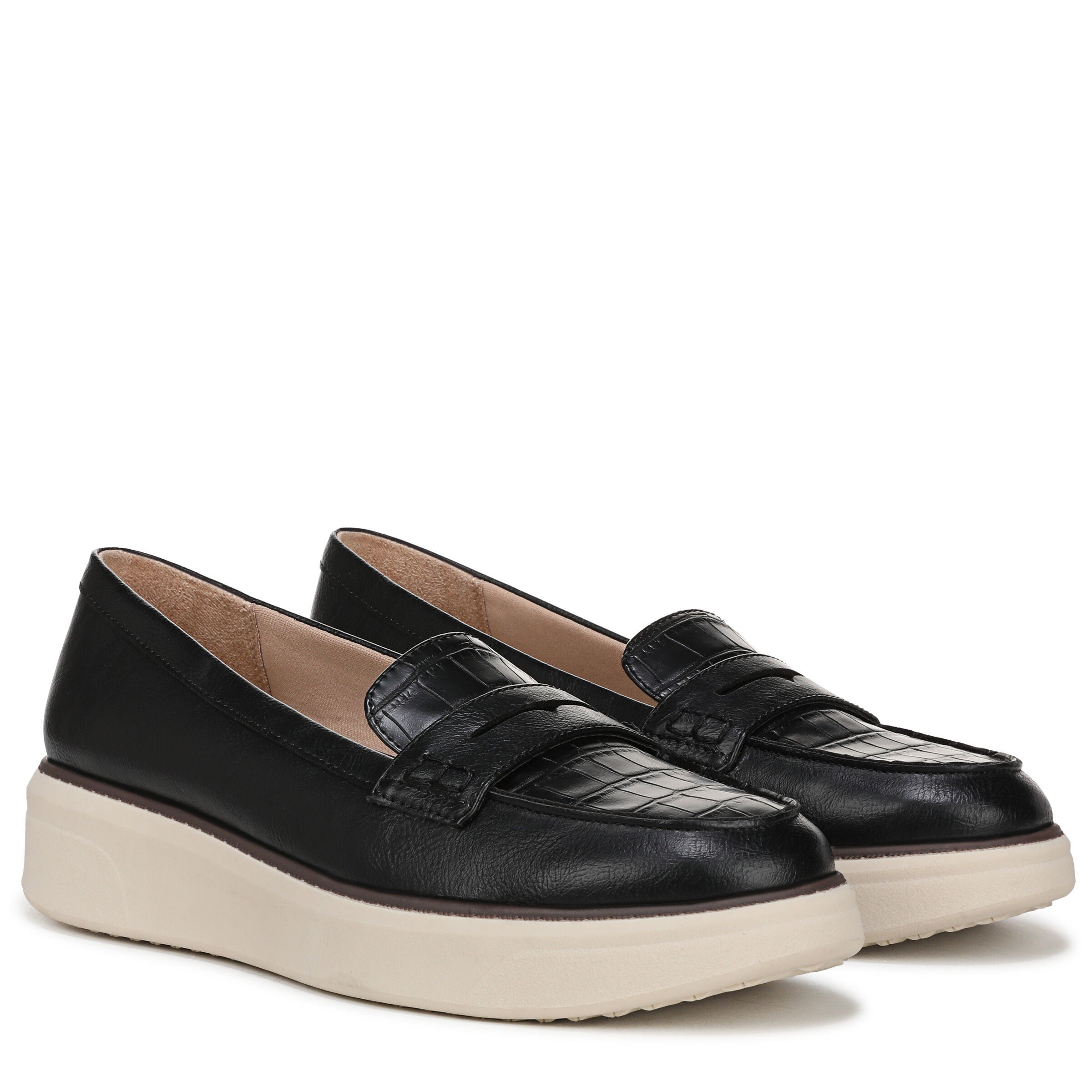 Chelsea Platform Flat, BLACK CROC LEATHER, alternate image number 2