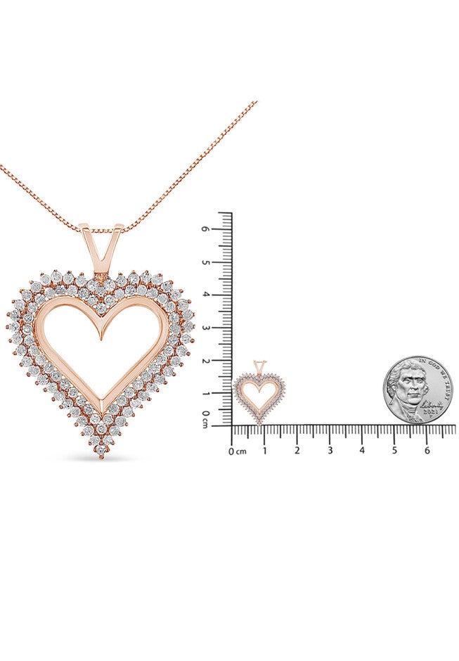 Rose Gold Plated Sterling Silver 1/2 Cttw Diamond Heart Pendant Necklace, , alternate image number 5