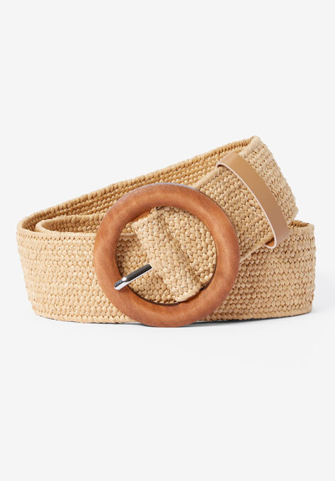 Woven Straw and Wood Belt, UNKNOWN, hi-res image number null