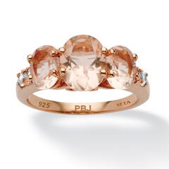 2.82 TCW Simulated Pink Morganite CZ 18k Rose Gold-Plated Sterling Silver Ring