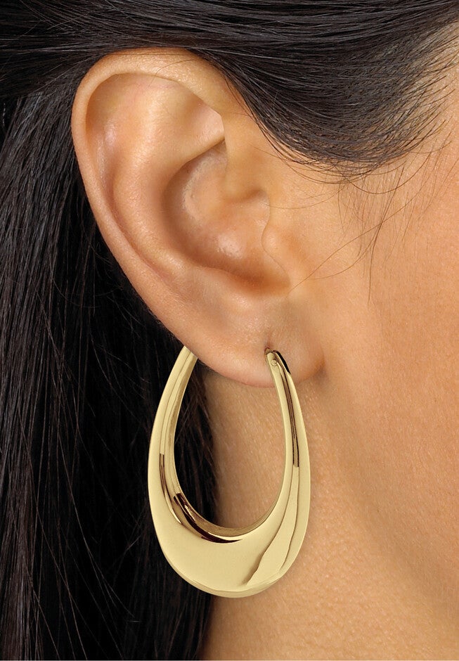 Yellow Gold-Plated Sterling Silver Hoop Earrings (43Mm), , alternate image number 2