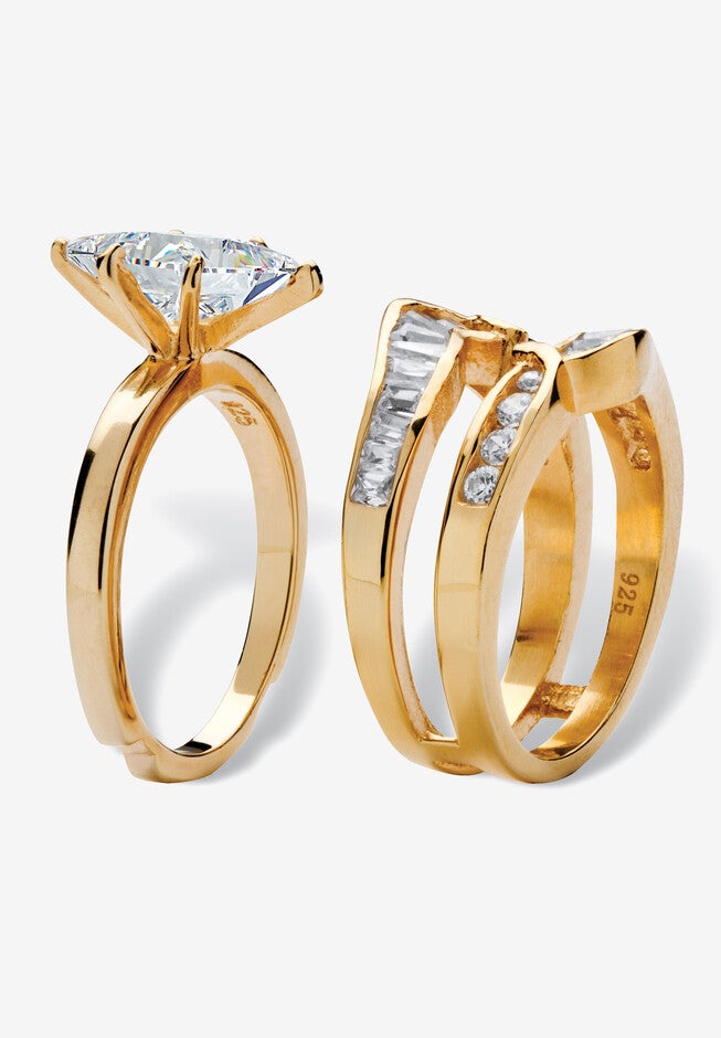 Yellow Gold Over Sterling Silver Cubic Zirconia 2-Piece Jacket Bridal Set, , on-hover image number null