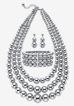 Silver Tone Necklace Set