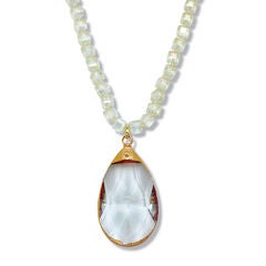 Crystal Pendant Beaded Goldtone Drop Necklace 32-inch