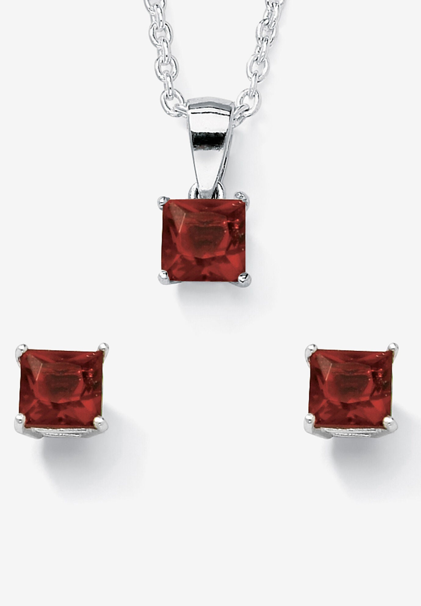 Birthstone Jewelry Set In .925 Silver, JANUARY, hi-res image number 0