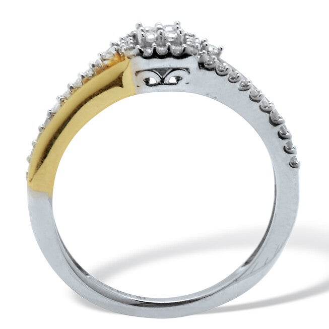 .23 TCW Diamond Tutone Sterling Silver Square Halo Ring, WHITE, alternate image number 3