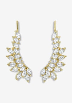3.20 Tcw Marquise Cubic Zirconia 18K Yellow Gold-Plated Ear Pin Earrings