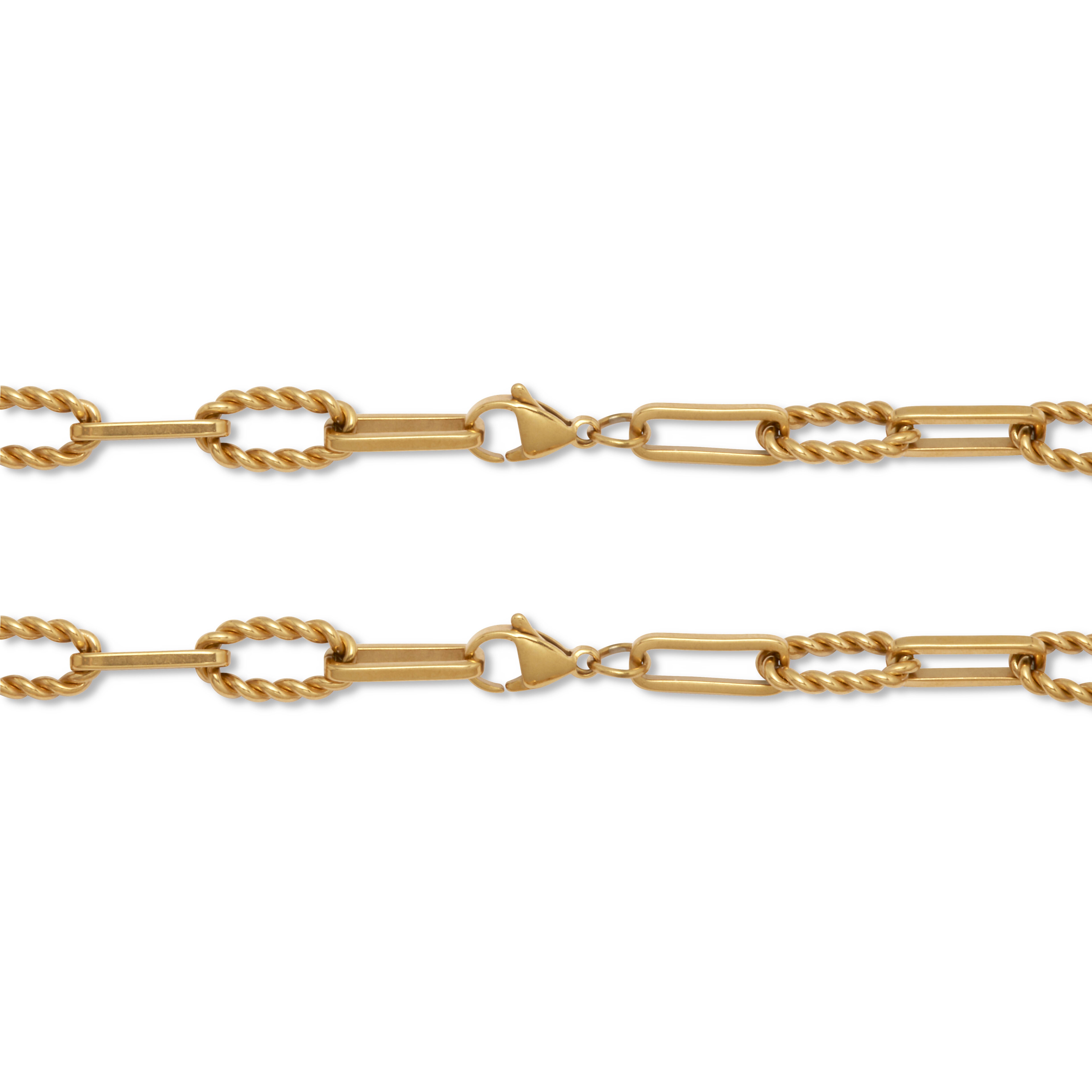 Necklace and Bracelet Gold Ion-Plated Stainless Steel Chain Jewelry Set, YELLOW, on-hover image number 1