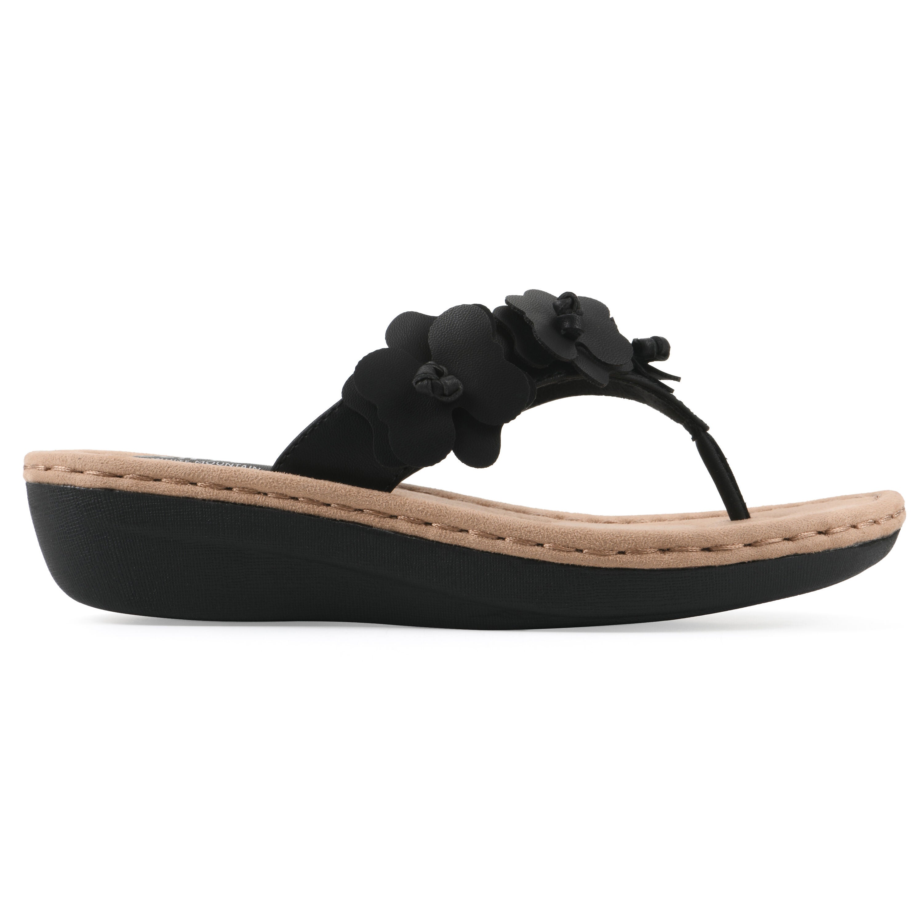 Cassilia Floral Mini Wedge Sandal, BLACK SMOOTH, alternate image number 2