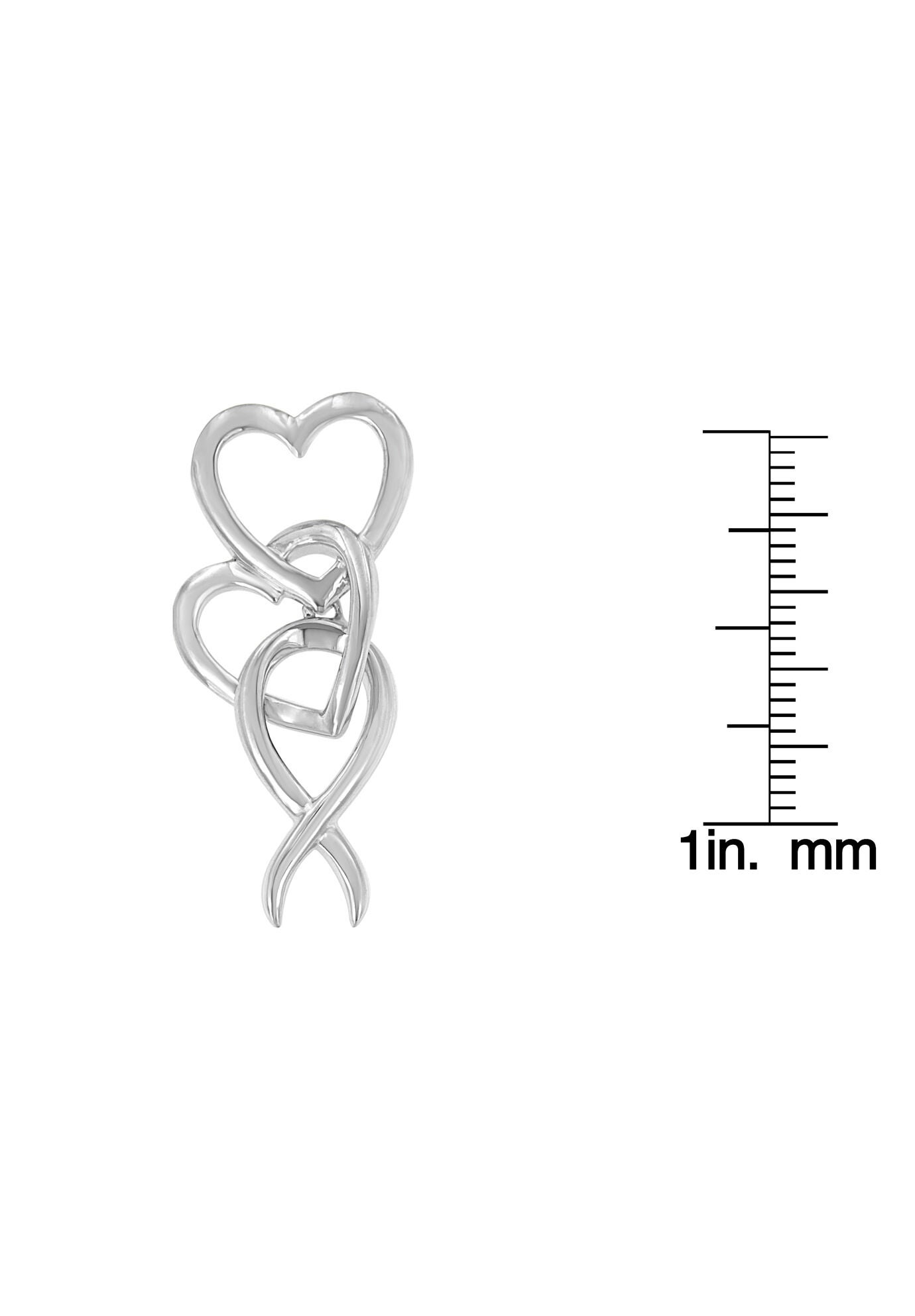 .925 Sterling Silver Double-Heart & Awareness Ribbon Linked Pendant Necklace, , alternate image number 3