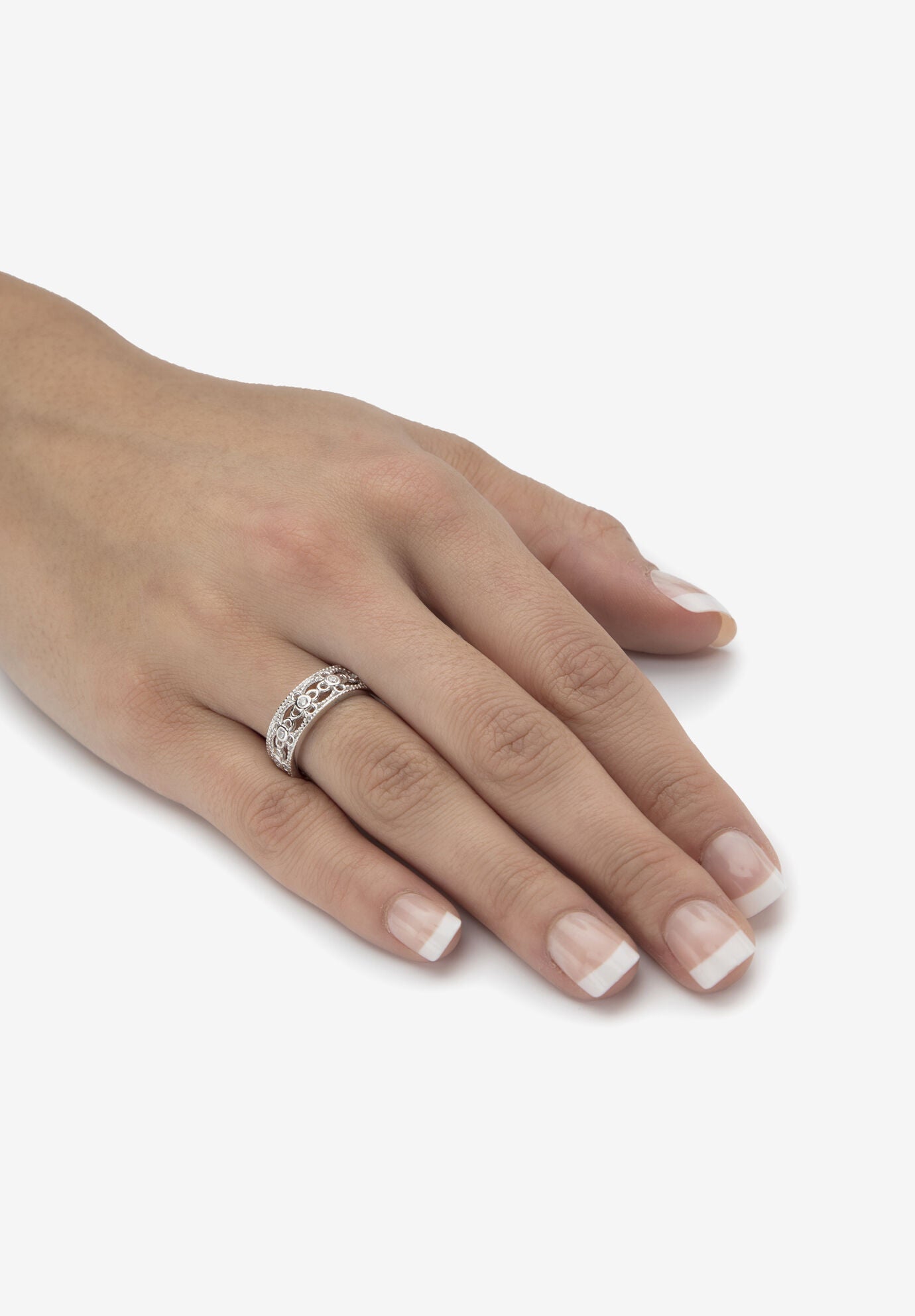 .25 Cttw Round .925 Sterling Silver Cubic Zirconia Filigree Band, , alternate image number 2