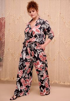 Wide-Leg Pull-On Pants