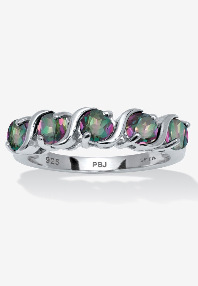 1.50 Tcw Round Cut Genuine Mystic Fire Topaz Sterling Silver Ring, TOPAZ, hi-res image number 0