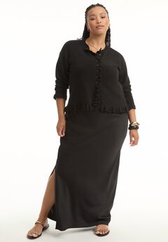 Ruffle Hem Buttoned Sweater