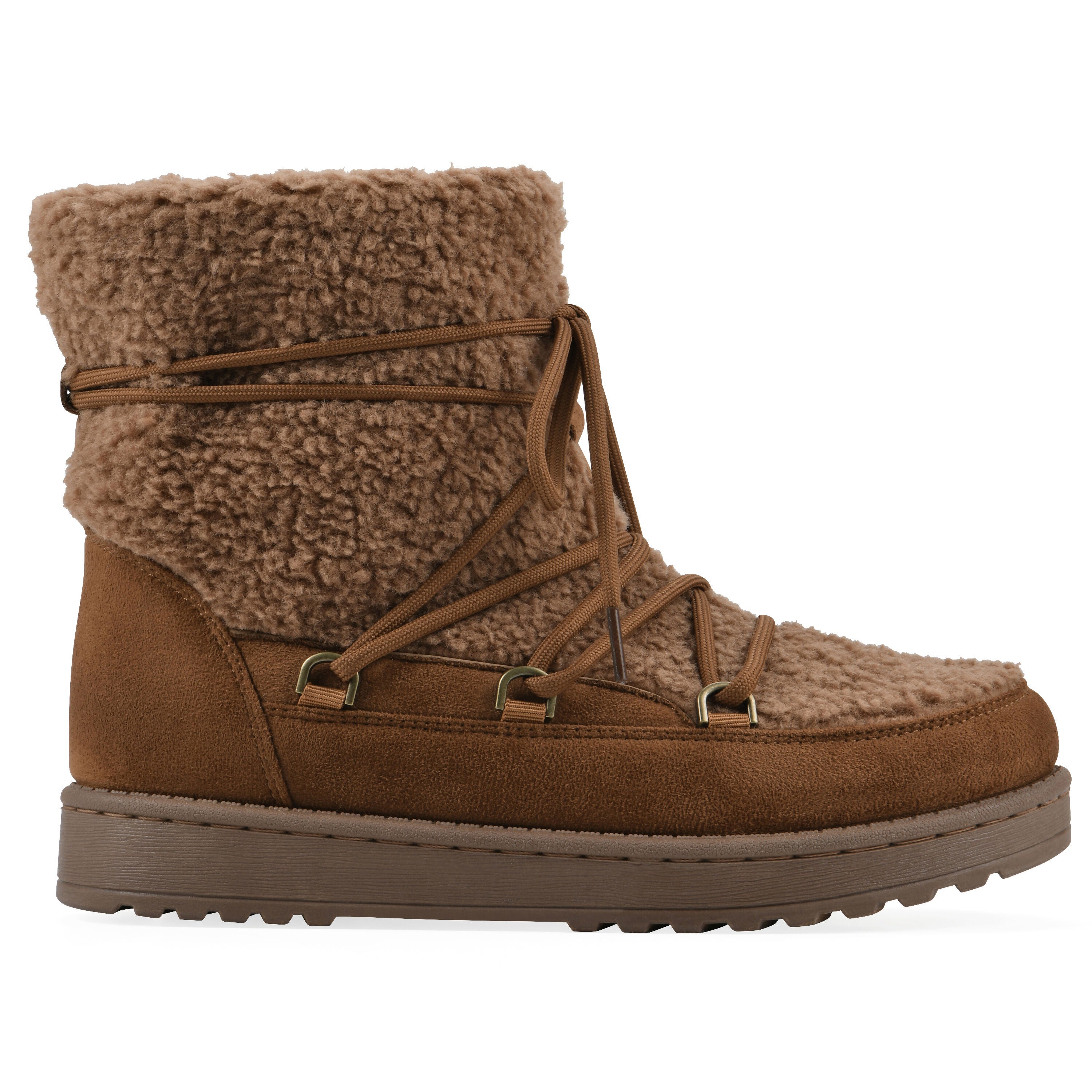 Isador Faux Sherpa Lace-Up Boot, CHESTNUT, alternate image number 2