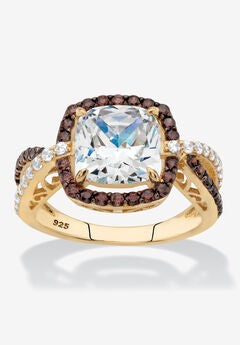 Gold & Silver Princess-Cut Cubic Zirconia Ring
