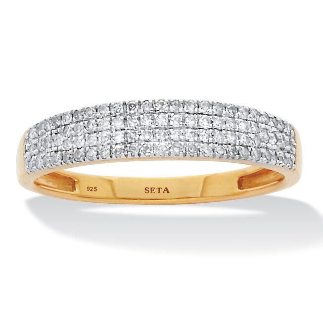 .25 TCW Diamond 18K Gold-Plated Sterling Silver Pave Multi-Row Wedding Ring, WHITE, hi-res image number null