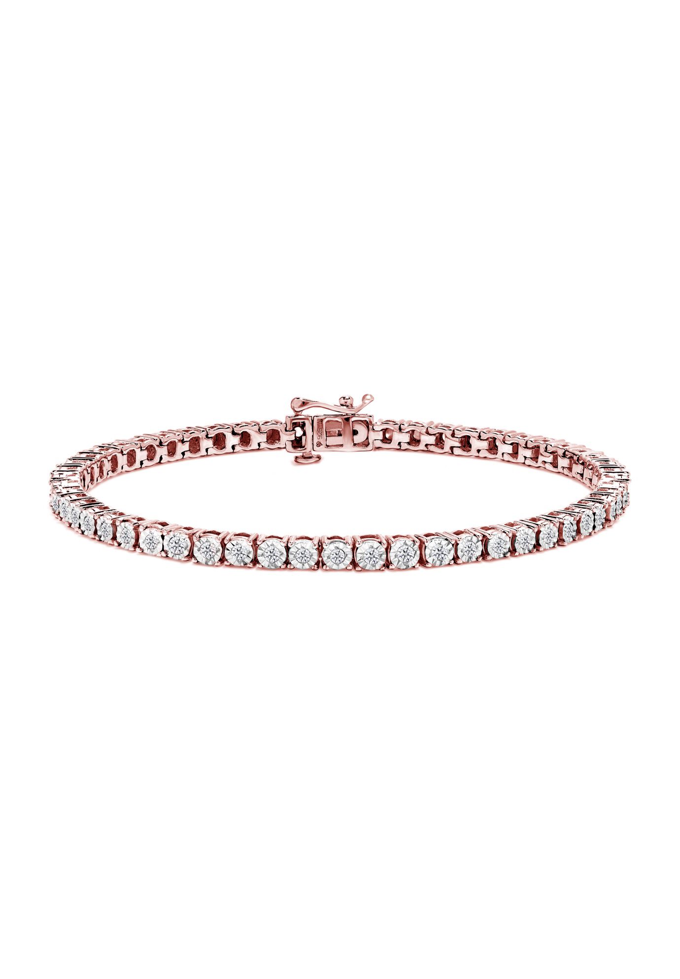 Silver 1.0 Cttw Miracle-Set Diamond Tennis Bracelet - 10 inches, ROSE GOLD, hi-res image number 0