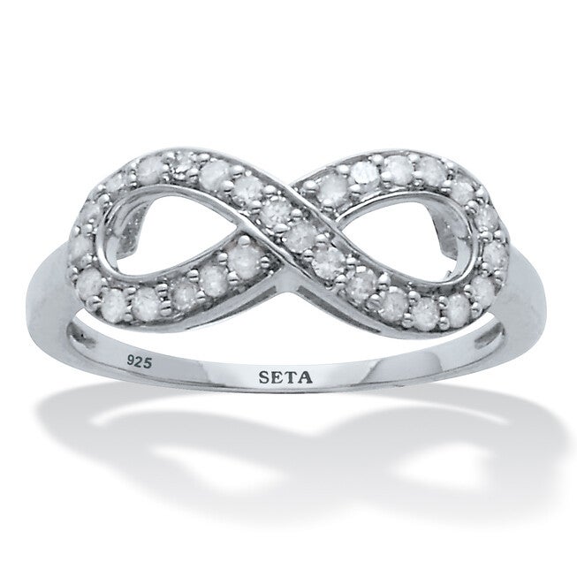 .25 TCW Diamond Sterling Silver Infinity Ring, WHITE, hi-res image number null