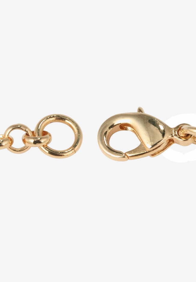 Goldtone Cubic Zirconia Charm Bracelet, 7.5 inches with .5 inches extender, , on-hover image number 1