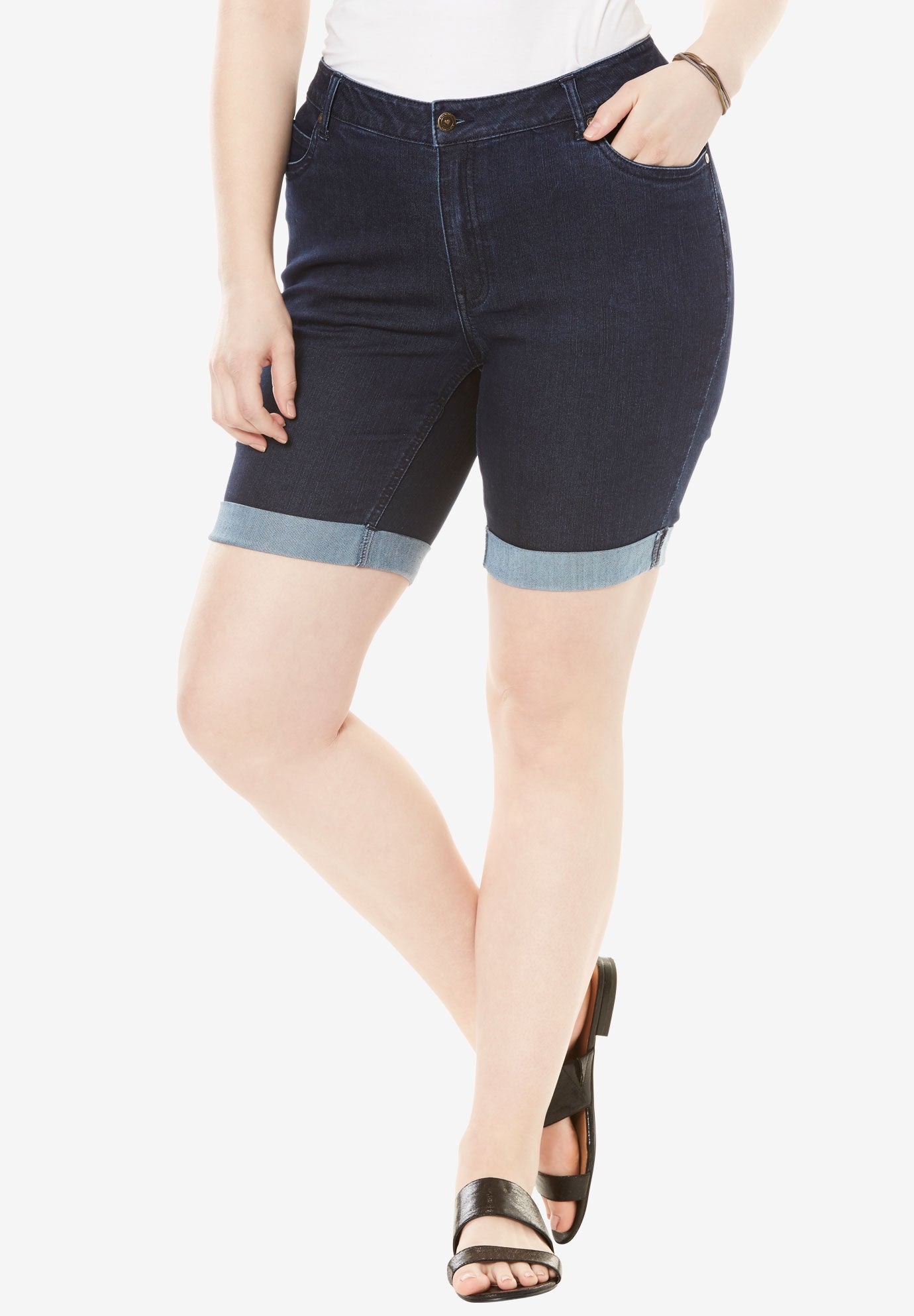 woman within denim shorts