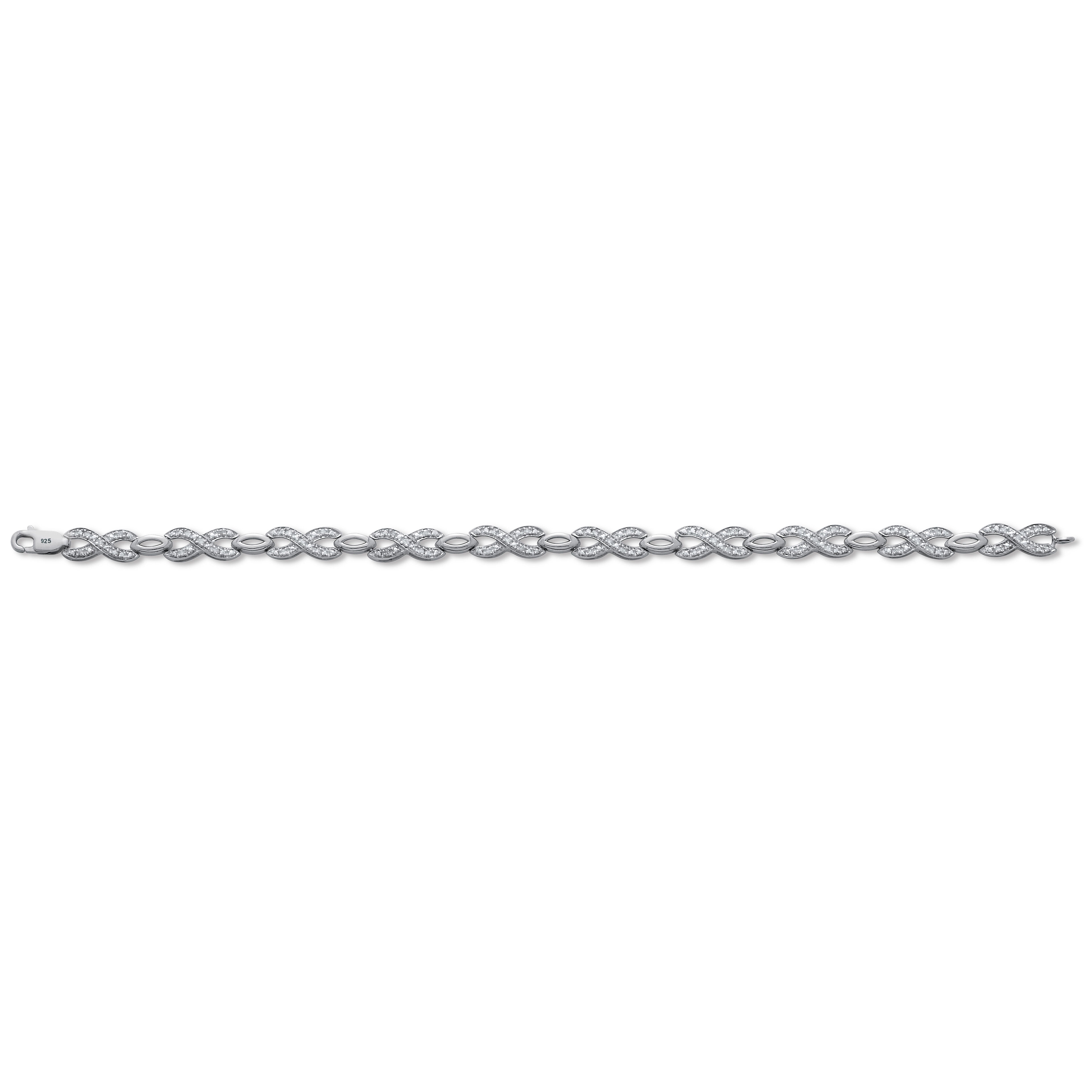 .25 TCW Diamond Sterling Silver Infinity Bracelet 7 Inches, WHITE, alternate image number 3