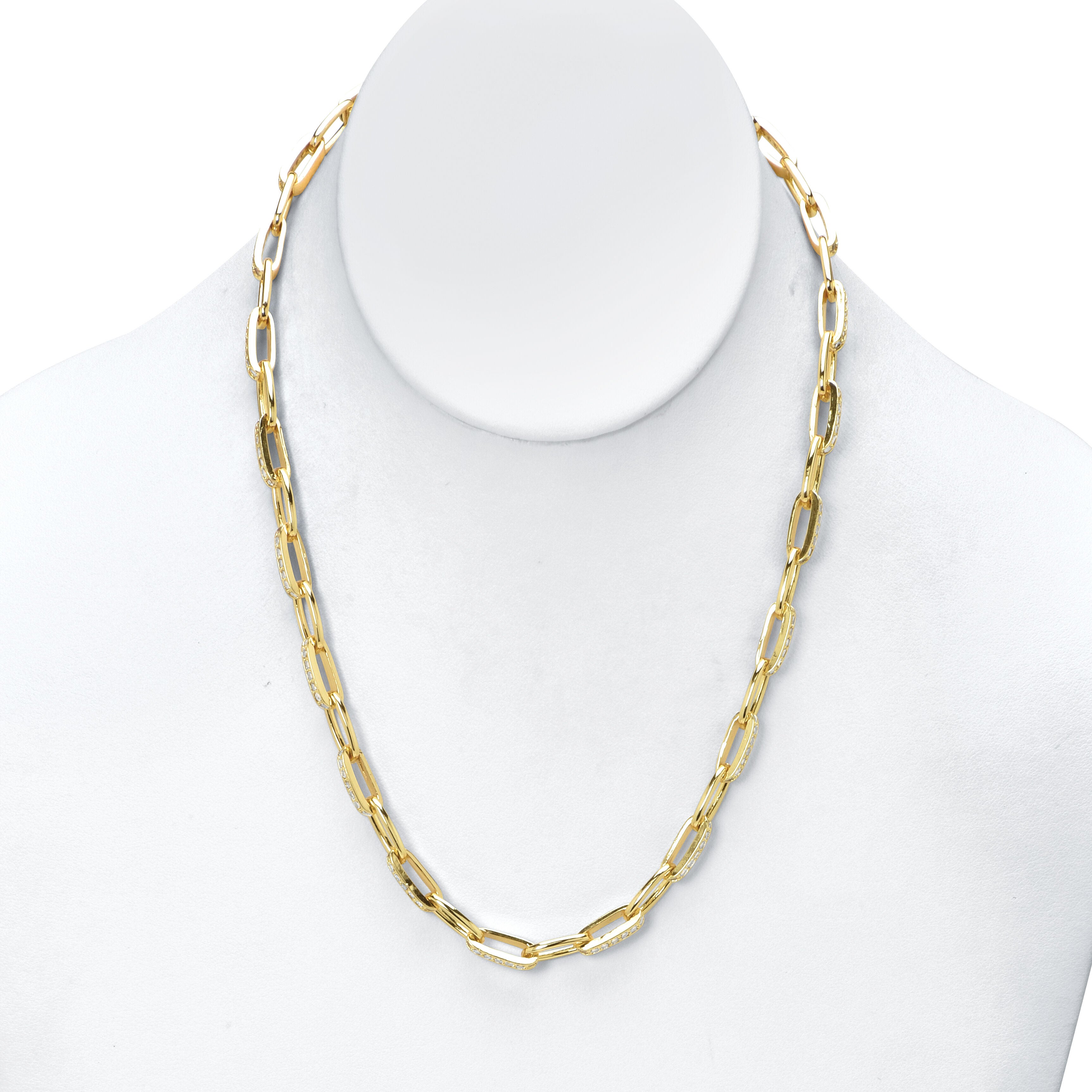 Crystal Goldtone Paperclip Necklace, 18 Inches, WHITE, alternate image number 3