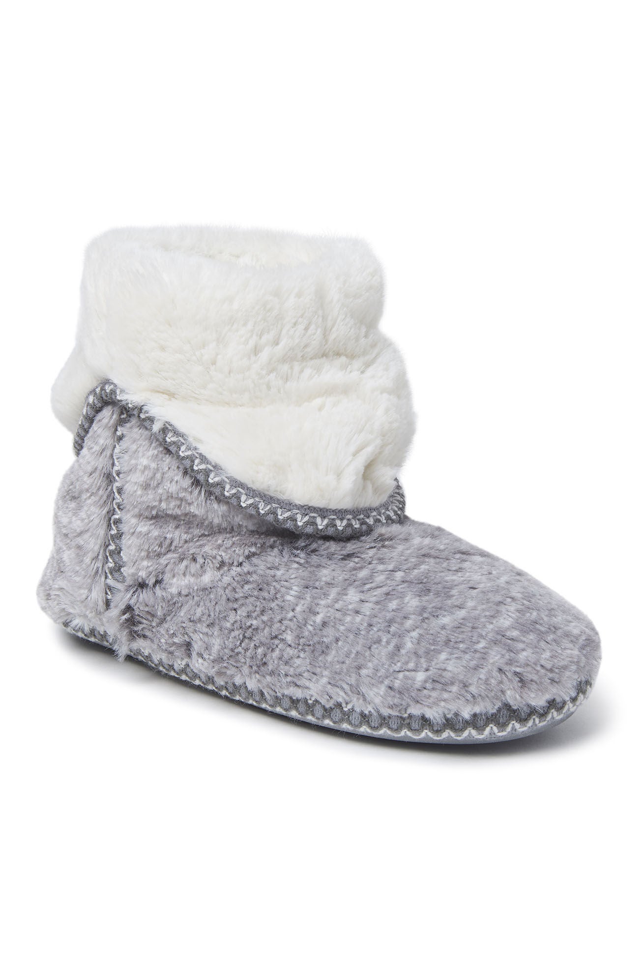 Dearfoams Faux Fur Fold Down Slipper Bootie, GREY FROST, hi-res image number 0