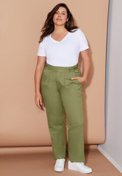 Straight-Leg Pleated Trousers