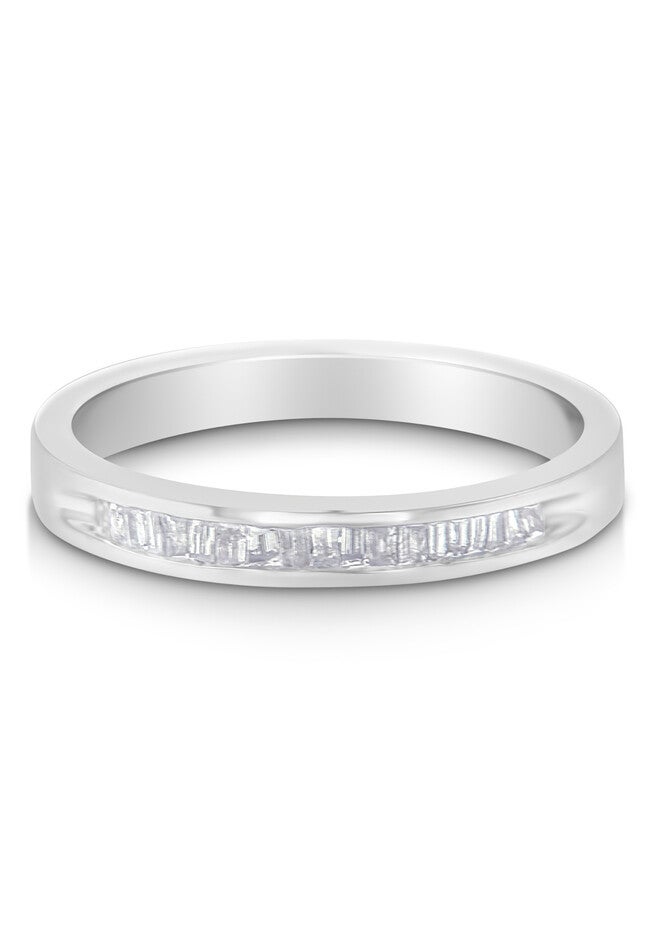 Sterling Silver Diamond Channelset Stackable Band Ring, WHITE, hi-res image number null