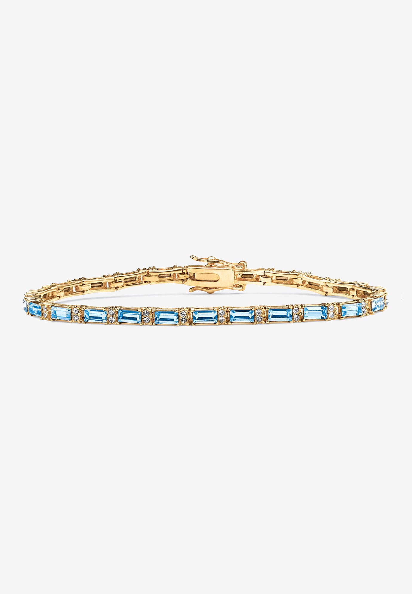 Birthstone Gold-Plated Tennis Bracelet, MARCH, hi-res image number 0