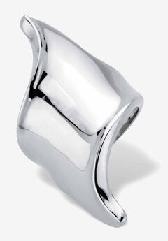 Platinum-Plated Free Form Diagonal Ring