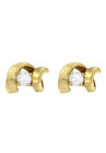 Yellow Gold Round Brilliantcut Diamond Espira Swirls Solitaire Push Back Stud Earrings, , alternate image number null