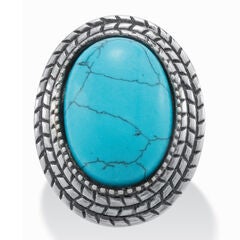 Stainless Steel Turquoise Boho Cocktail Ring